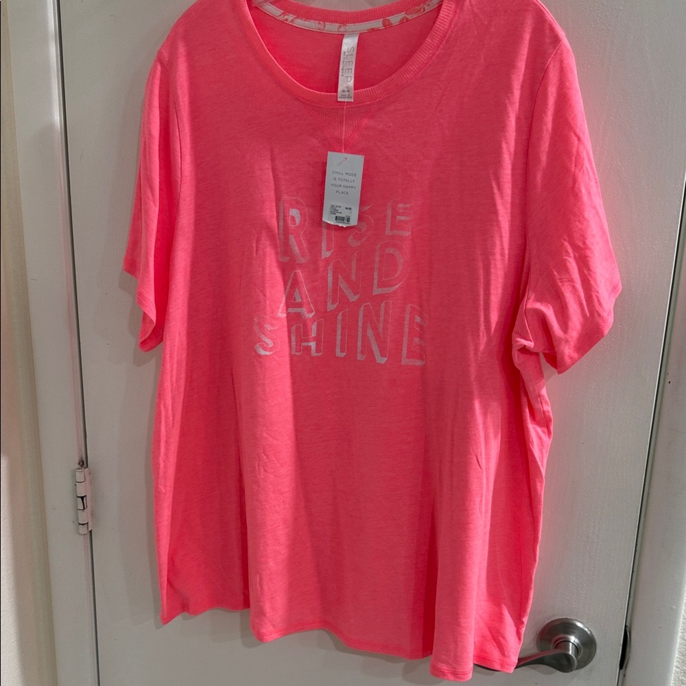 'Rise and Shine' Sleep by Cacique Graphic Tee in Coral Plus size 18/20 NWT
